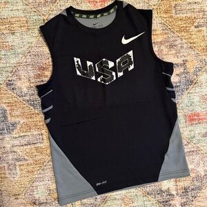 Nike Black and Gray USA Dri-FIT Tank Top- Boys sz. Medium